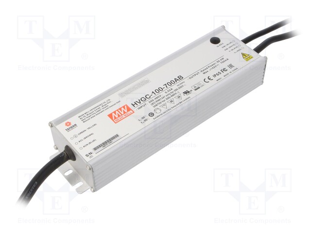 Power supply: switched-mode; LED; 99.4W; 15÷142VDC; 420÷700mA