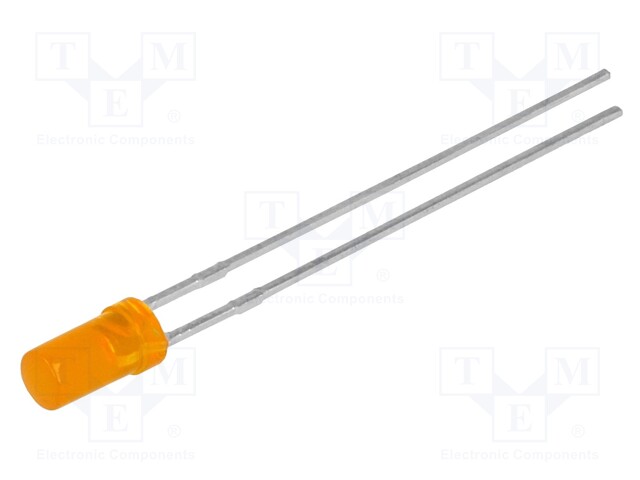 LED; 3mm; orange; 3÷5mcd; 100°; Front: flat