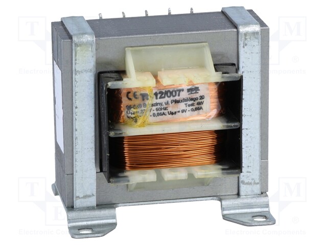 Transformer: mains; 12VA; 230VAC; 9V; 9V; 0.65A; 0.65A; IP00