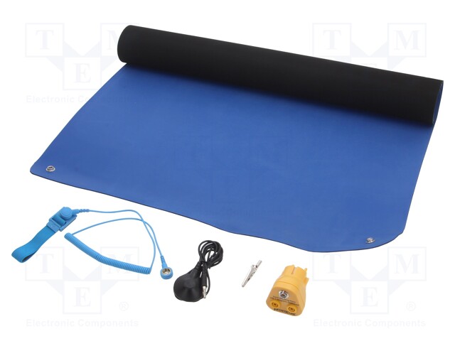 Bench mat; ESD; Dim: 600x900mm; D: 2mm; blue (dark)