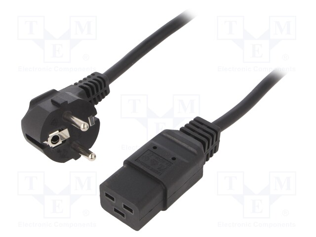 Cable; CEE 7/7 (E/F) plug angled,IEC C19 female; 1.8m; black