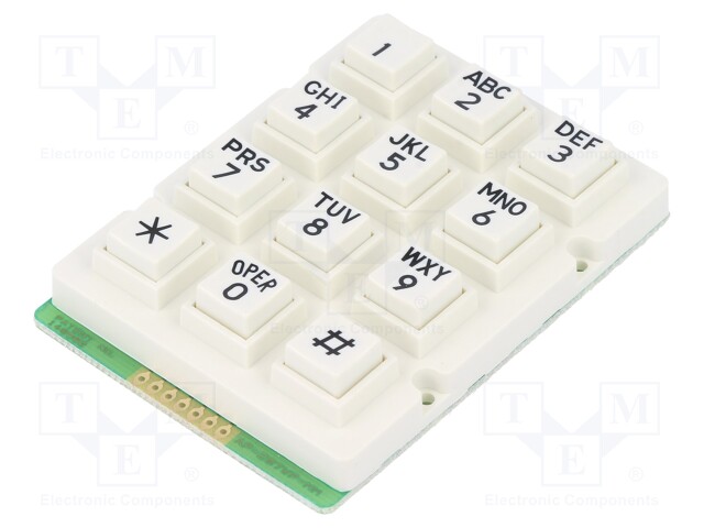 Keypad: plastic; No.of butt: 12; none; plastic; 200mΩ; 1N; 20mA