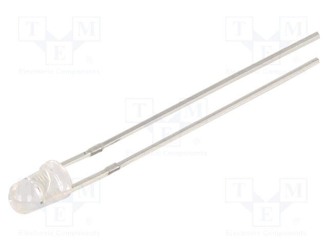 LED; 3mm; yellow; 2180mcd; 30°; Front: convex; 9V; No.of term: 2