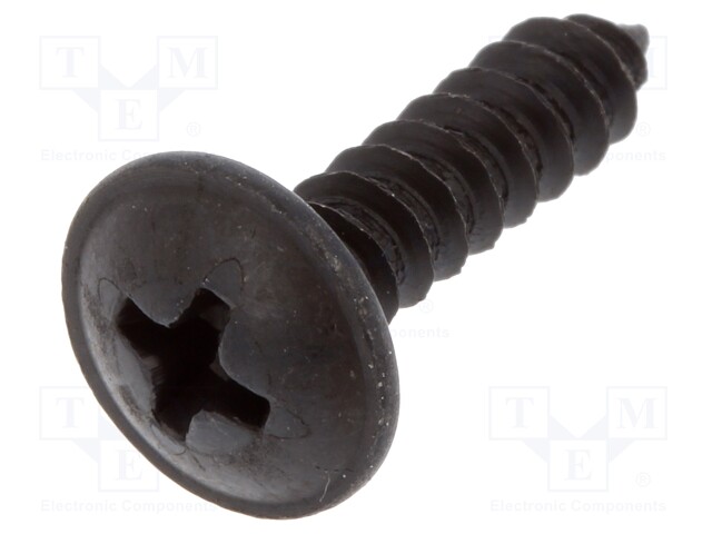 Screw; 25pcs; universal; L: 16mm; steel; black; Øhead: 9.6mm; 3,9x16