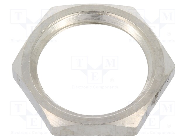 Nut; M16; brass; nickel; 19mm; Thread: metric; Pitch: 1,5