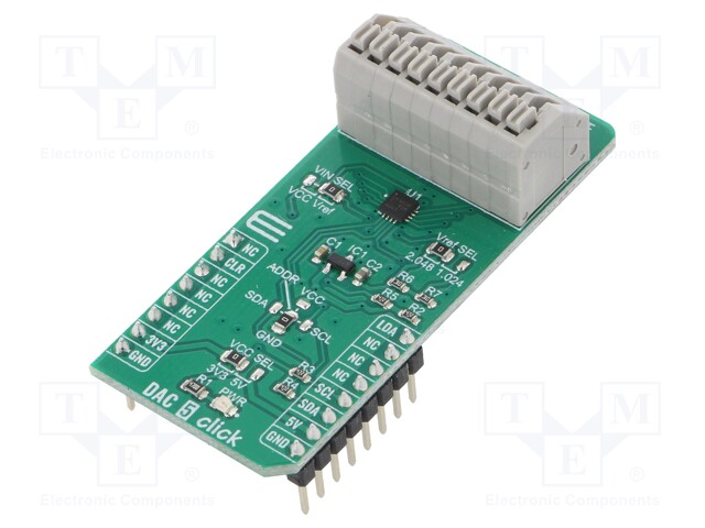 Click board; D/A converter; GPIO,I2C; DAC53608,MAX6106; 3.3/5VDC