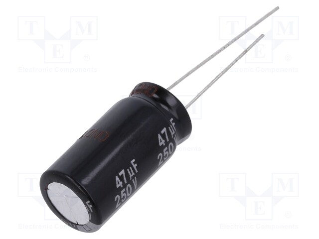 Electrolytic Capacitor, 47 µF, 250 V, ED Series, ± 20%, Radial Leaded, 10000 hours @ 105°C