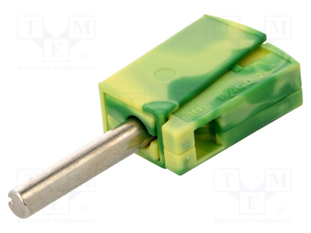 Plug; 4mm banana; 20A; 42V; yellow-green; 40mm; 3.86g