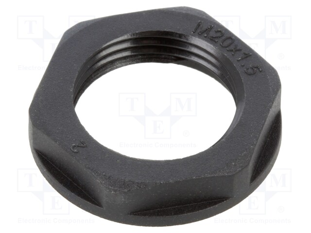 Nut; M20; PA66; black; -50÷135°C; Thread: metric; Pitch: 1,5