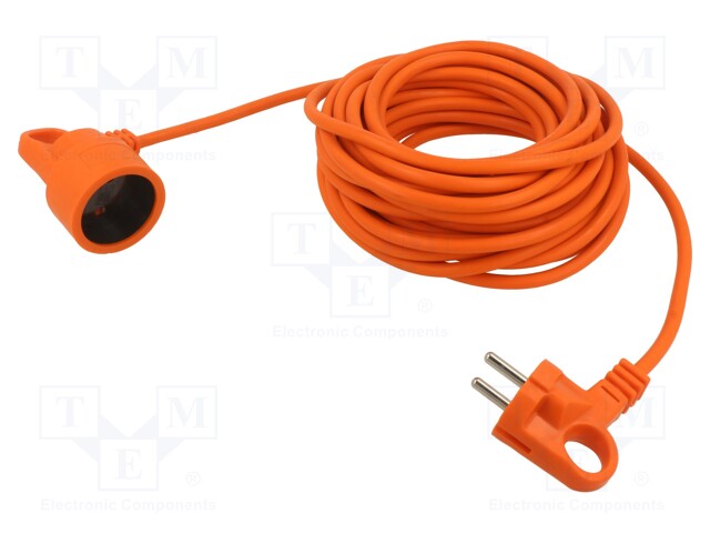 Extension lead; Sockets: 1; PVC; orange; 2x1,5mm2; 10m; 16A