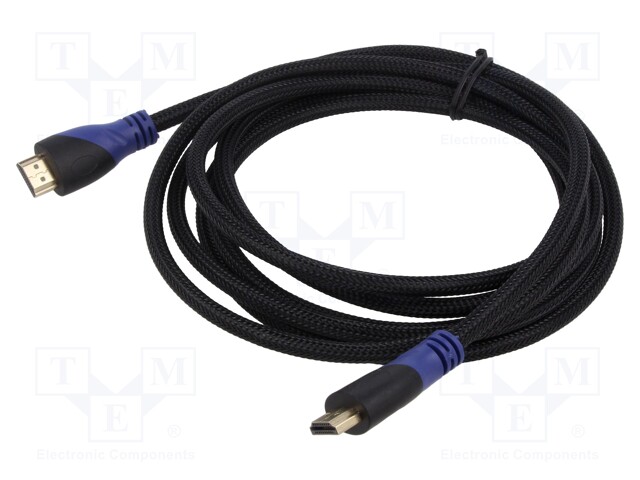 Cable; HDMI 1.4; HDMI plug,both sides; Len: 3m; black; 30AWG