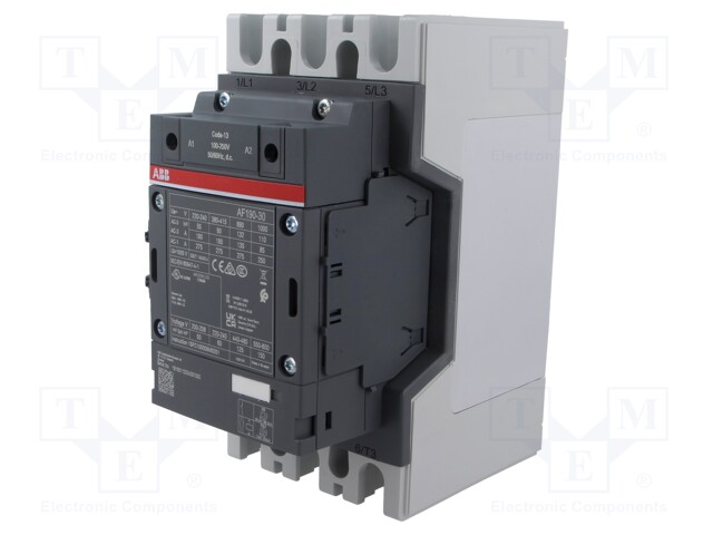 Contactor, 190 A, DIN Rail, 1 kV, 3PST-NO, 3 Pole, 55 kW