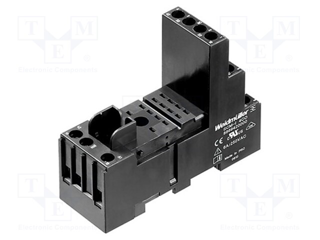 Socket; PIN: 14; 6A; 240VAC; H: 61.5mm; W: 28mm; Mounting: DIN