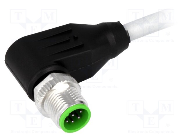 Connection lead; M12; PIN: 8; angled; 3m; plug; 30VAC; 2A; -20÷85°C