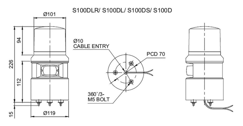 Signaller: lighting-sound; 24VDC; siren,flashing light; IP54