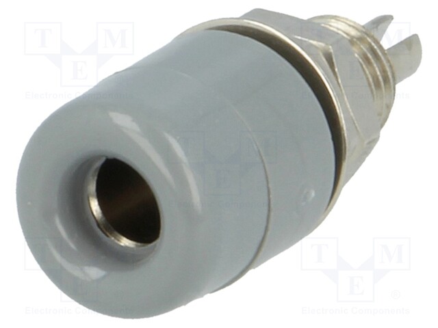 Socket; 4mm banana; 32A; 60VDC; grey; nickel plated; insulated