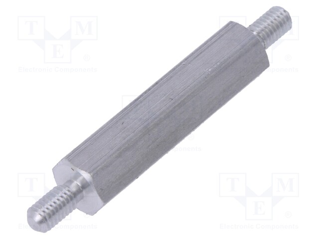 Screwed spacer sleeve; 25mm; Ext.thread: M3; hexagonal; aluminium