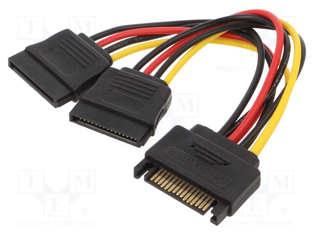 Cable: SATA; SATA 15pin male,SATA 15pin female x2; 0.15m