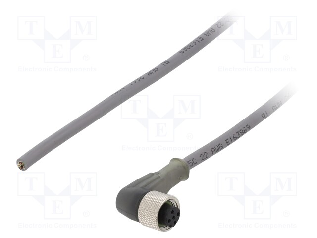 Connection lead; M12; PIN: 5; angled; 5m; plug; 63VAC; 2.5A; -25÷80°C