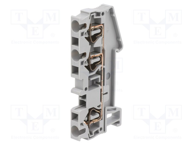 Splice terminal: rail; 0.08÷4mm2; ways: 1; terminals: 3; grey; TS35