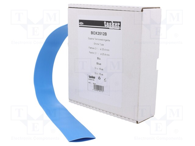 Heat shrink sleeve; glueless; 2: 1; 25.4mm; L: 5m; blue; polyolefine