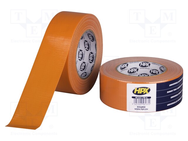 Tape: duct; W: 48mm; L: 50m; D: 0.2mm; orange; synthetic rubber; 12%