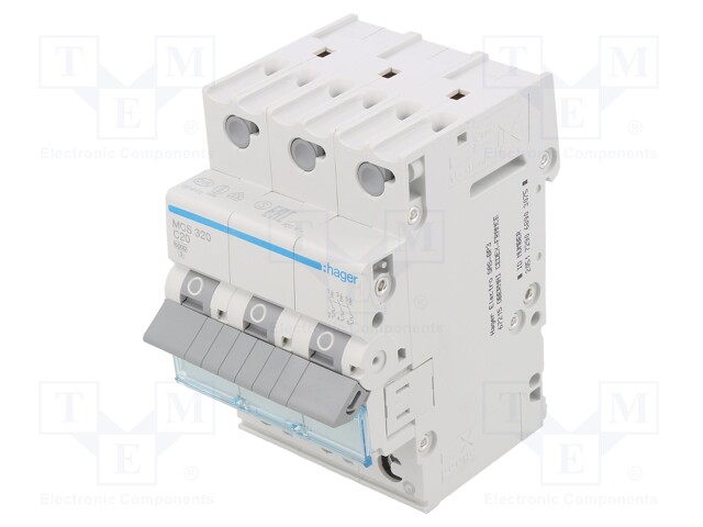 Circuit breaker; 230/400VAC; Inom: 20A; Poles: 3; DIN; Charact: C