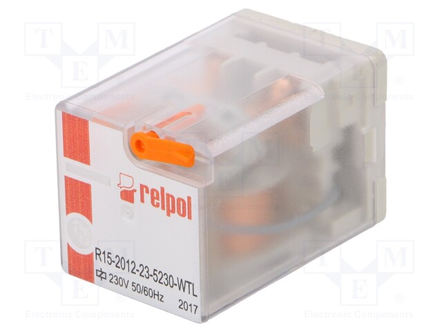 Relay: electromagnetic; DPDT; Ucoil: 230VAC; 10A/250VAC; 10A/24VDC