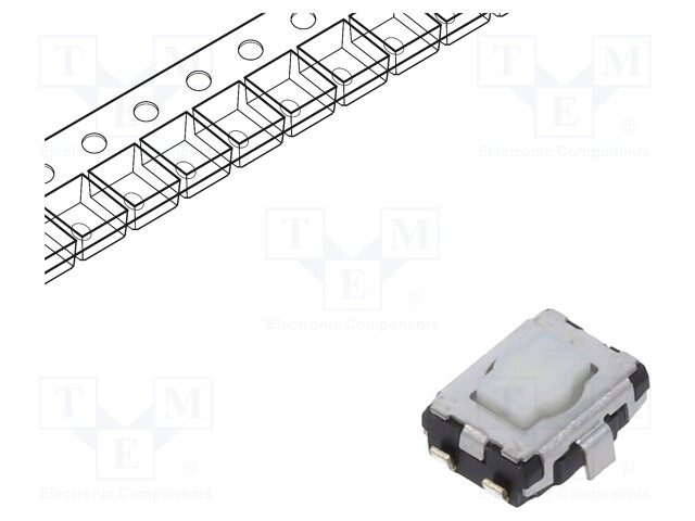 Push-button; SPST; Pos: 2; 0.02A/15VDC; SMD; none; OFF-(ON); 100mΩ