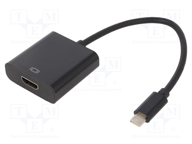 Adapter; USB 3.1; HDMI socket,USB C plug; 0.15m; Colour: black