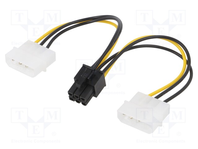 Cable: mains; Molex male x2,PCI-E 6pin female; 0.15m