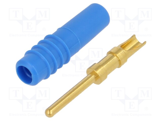 Plug; 1mm banana; 6A; 30VAC; 60VDC; blue; gold-plated; Ø: 0.25mm