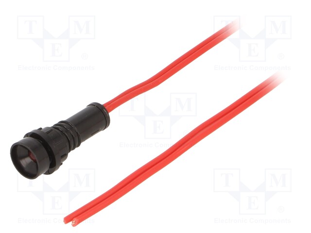 Indicator: LED; prominent; 230VAC; Cutout: Ø10mm; IP20; 600mm leads