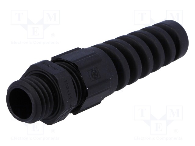 Cable gland; with strain relief; M12; IP68; Mat: polyamide; black