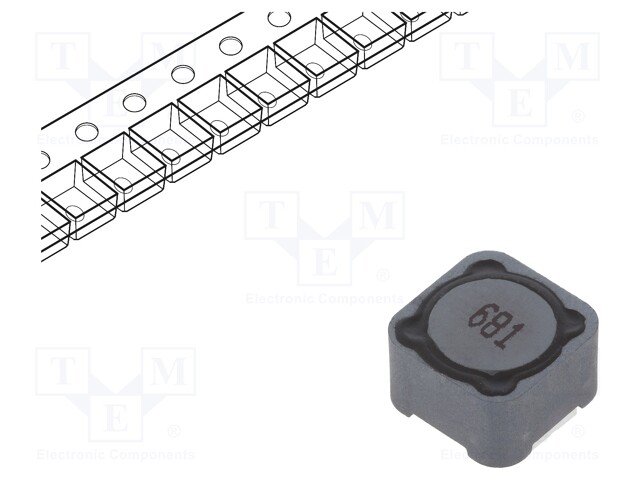 Inductor: wire; SMD; 680uH; 670mA; 1.46Ω; 12x12x8mm; ±20%; -40÷125°C