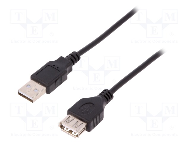 Cable; USB 2.0; USB A socket,USB A plug; nickel plated; 1.8m