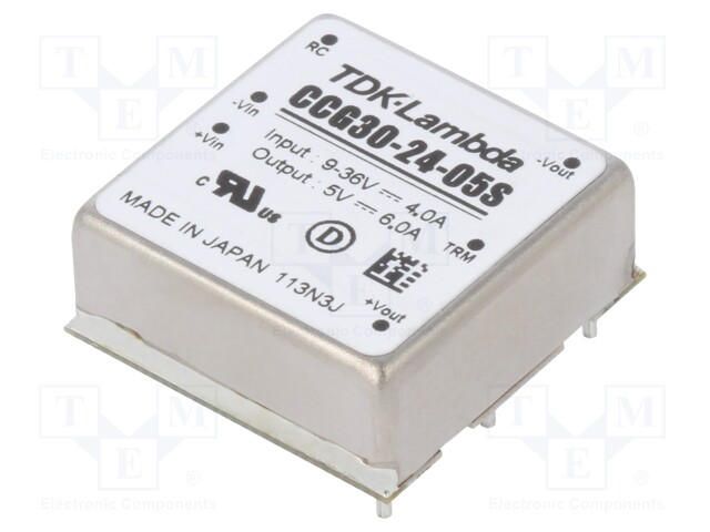 Converter: DC/DC; 30W; Uin: 9÷36V; 5VDC; Iout: 6A; 25.4x9.9x25.4mm