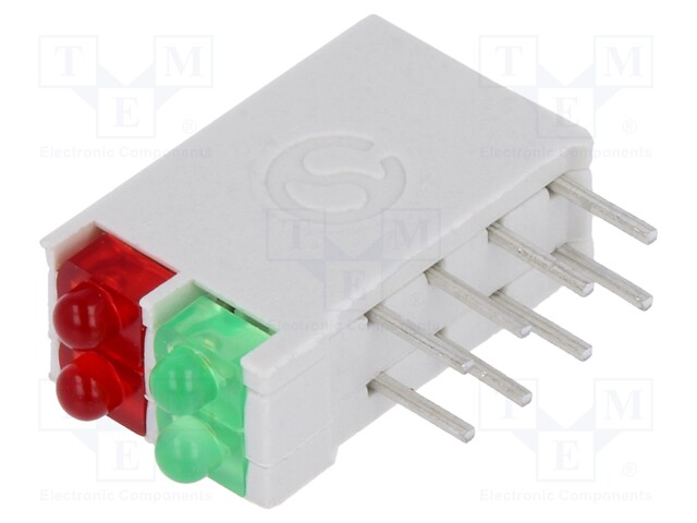 LED; in housing; red/green; 1.8mm; No.of diodes: 4; 10mA; 38°