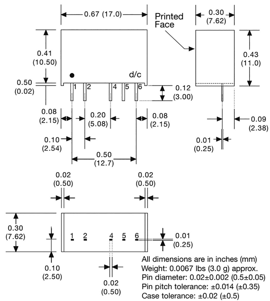 Isolated Board Mount DC/DC Converter, Regulated, ITE, 1 Output, 1 W, 24 V, 42 mA