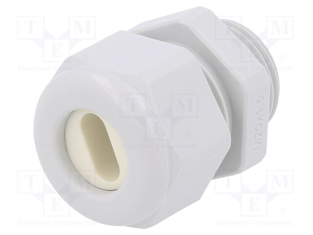 Cable gland; M20; IP65; Mat: polyamide; grey; Holes no: 1; 11.5x5mm