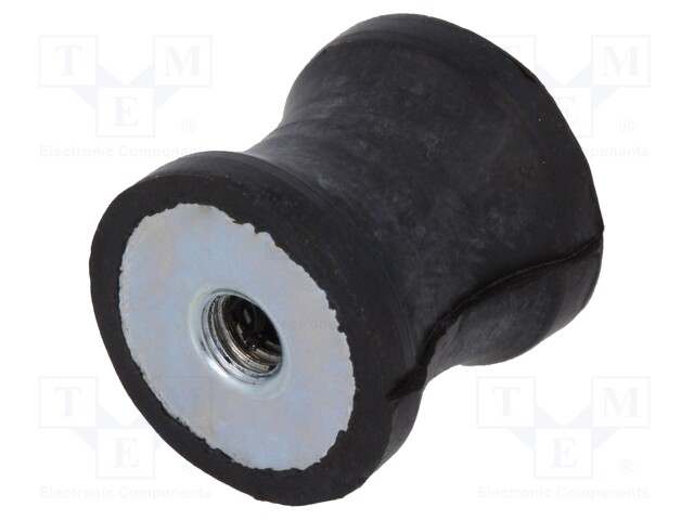 Vibration damper; M4; Ø: 15mm; rubber; L: 15mm; H: 4mm; 166N; 44N/mm