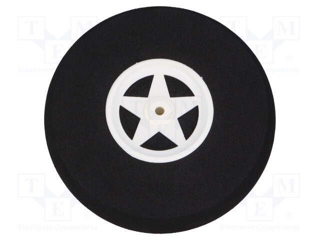 Wheel; Pcs: 1; Ø: 75mm; Shaft dia: 3mm; Plating: foam; W: 18mm