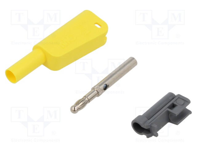 4mm banana; 19A; 1kV; yellow; insulated,with 4mm axial socket