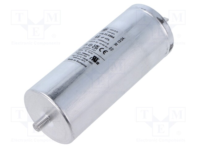 Capacitor: motors, run; 45uF; 400VAC; Ø50x122mm; -25÷85°C; ±5%