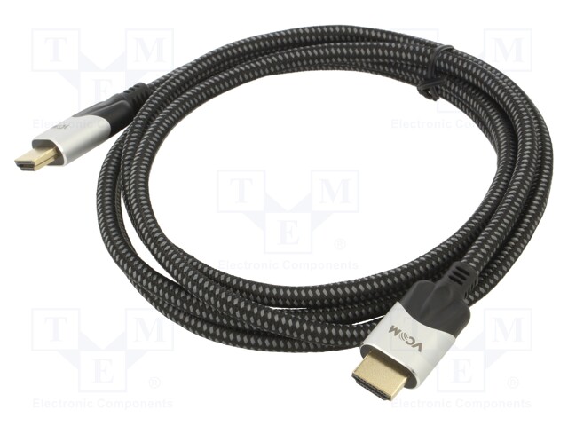 Cable; HDMI 2.1; HDMI plug,both sides; textile; 2m; black; 48Gbps