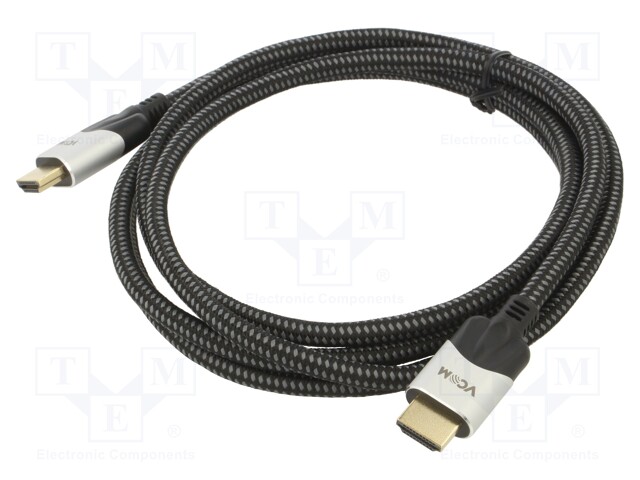 Cable; HDMI 2.1; HDMI plug,both sides; textile; 1.8m; black