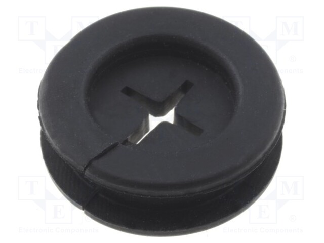 Grommet; with bulkhead; Ømount.hole: 12.1mm; Øhole: 6mm; rubber