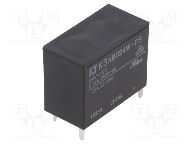 Relay: electromagnetic; SPST-NO; Ucoil: 24VDC; 32A; Mounting: PCB