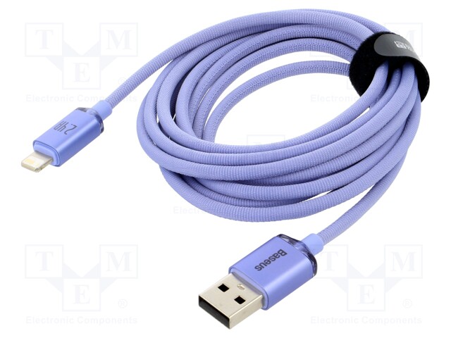 Cable; USB 2.0; Apple Lightning plug,USB A socket; 2m; violet