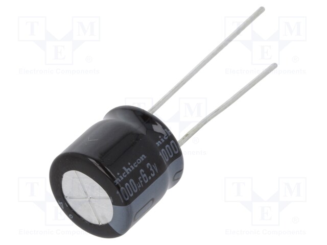 Capacitor: electrolytic; THT; 1000uF; 6.3VDC; Ø10x9mm; Pitch: 5mm